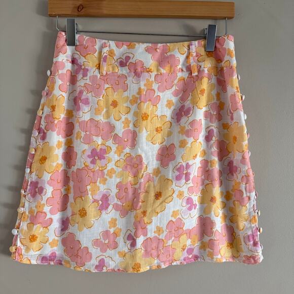 Sabo Skirt Floral Button Side Mini Skirt Size Small - Picture 4 of 8